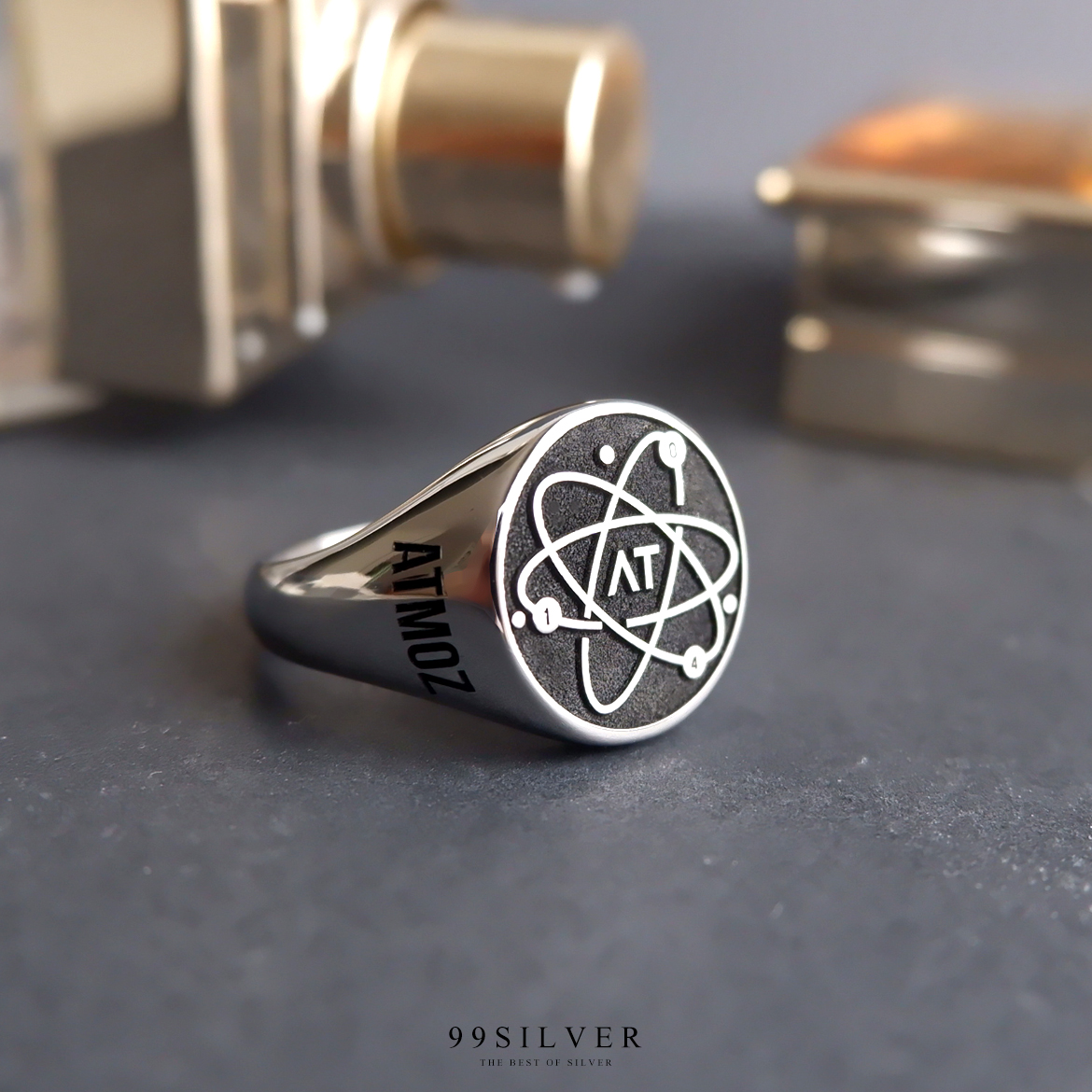 แหวน Signet Ring ออกแบบได้เองตามที่ต้องการ ตัวเรือนหน้ากลม 14x14 มิลลิเมตร