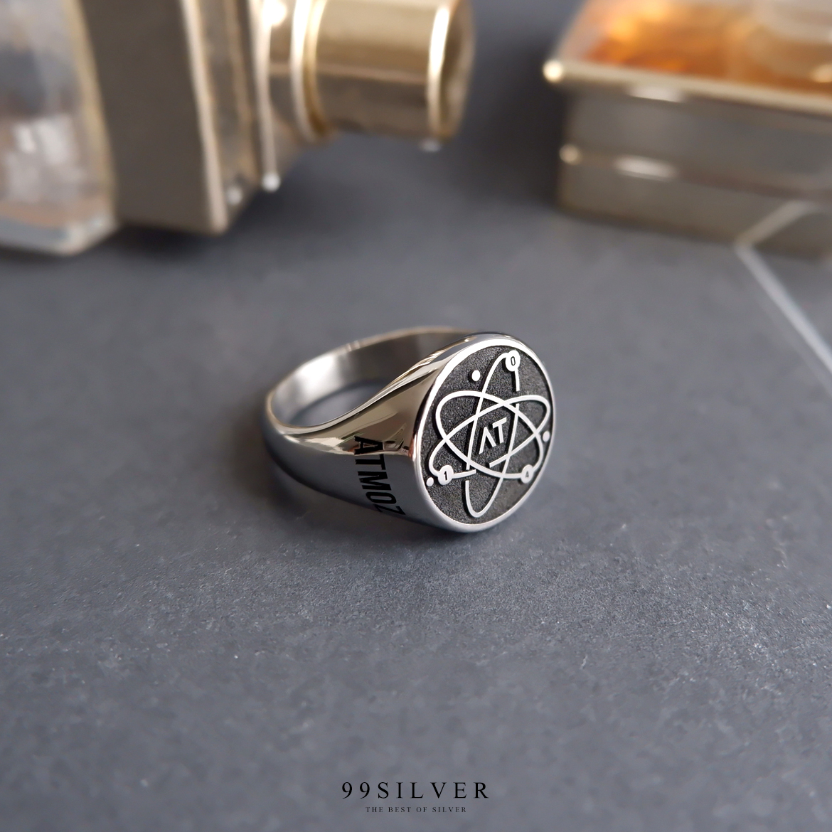 แหวน Signet Ring ออกแบบได้เองตามที่ต้องการ ตัวเรือนหน้ากลม 14x14 มิลลิเมตร