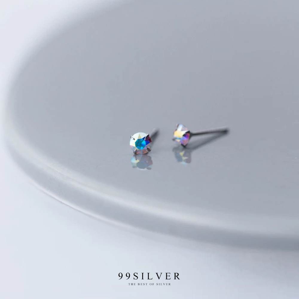ต่างหู Rainbow Cubic Zirconia สีรุ้งน่ารัก ขนาดเพชร 4 มิลลิเมตร