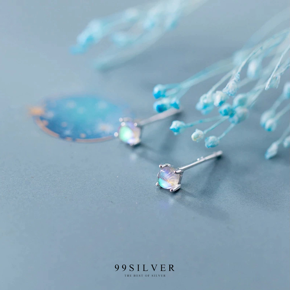 ต่างหูโอปอลเม็ดจิ๋ว สีรุ้งน่ารัก ทรงปักก้านใส่ง่าย ขนาดโอปอล 3.5 มิลลิเมตร