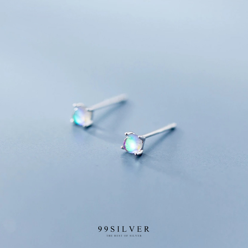 ต่างหูโอปอลเม็ดจิ๋ว สีรุ้งน่ารัก ทรงปักก้านใส่ง่าย ขนาดโอปอล 3.5 มิลลิเมตร