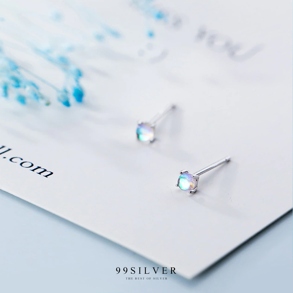 ต่างหูโอปอลเม็ดจิ๋ว สีรุ้งน่ารัก ทรงปักก้านใส่ง่าย ขนาดโอปอล 3.5 มิลลิเมตร