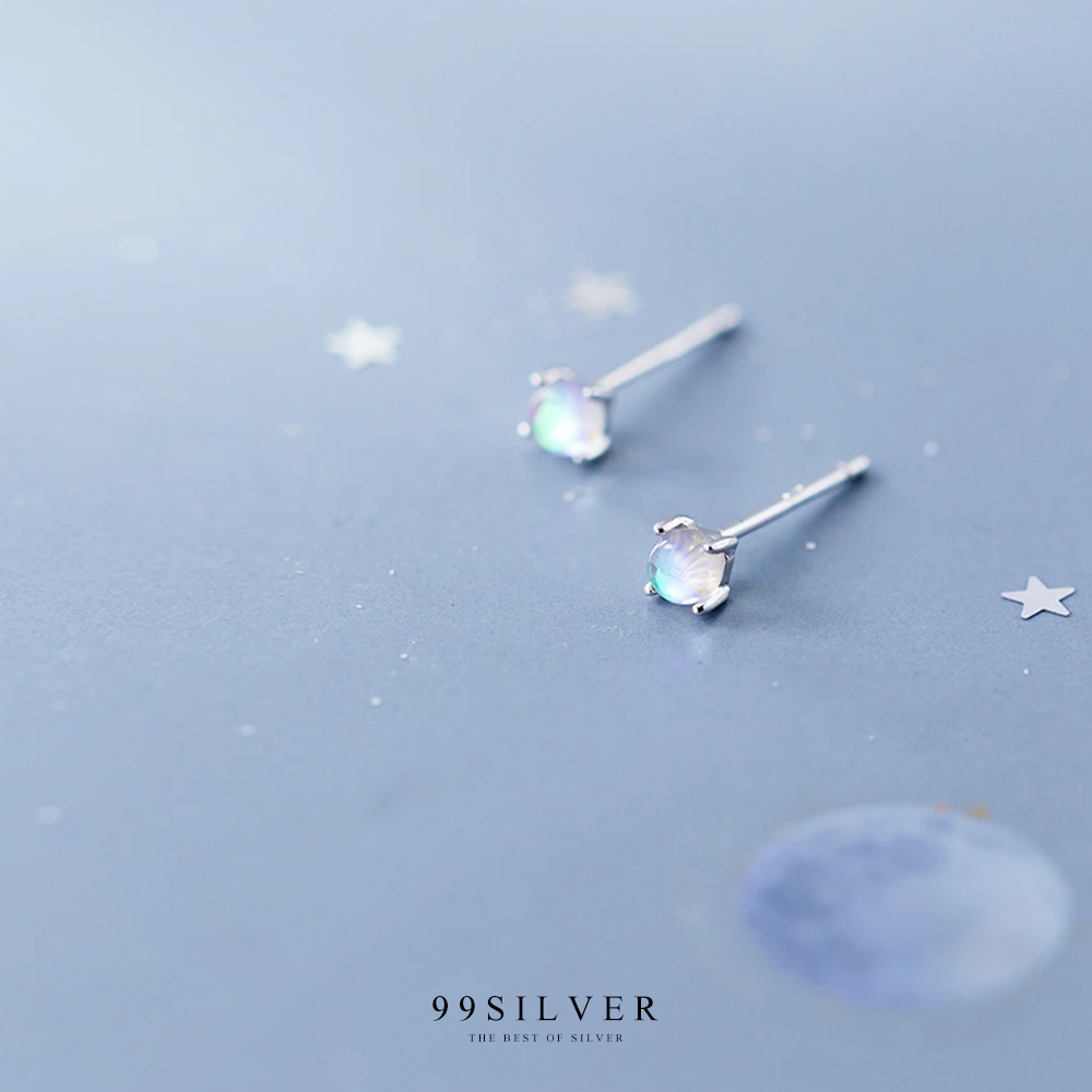 ต่างหูโอปอลเม็ดจิ๋ว สีรุ้งน่ารัก ทรงปักก้านใส่ง่าย ขนาดโอปอล 3.5 มิลลิเมตร