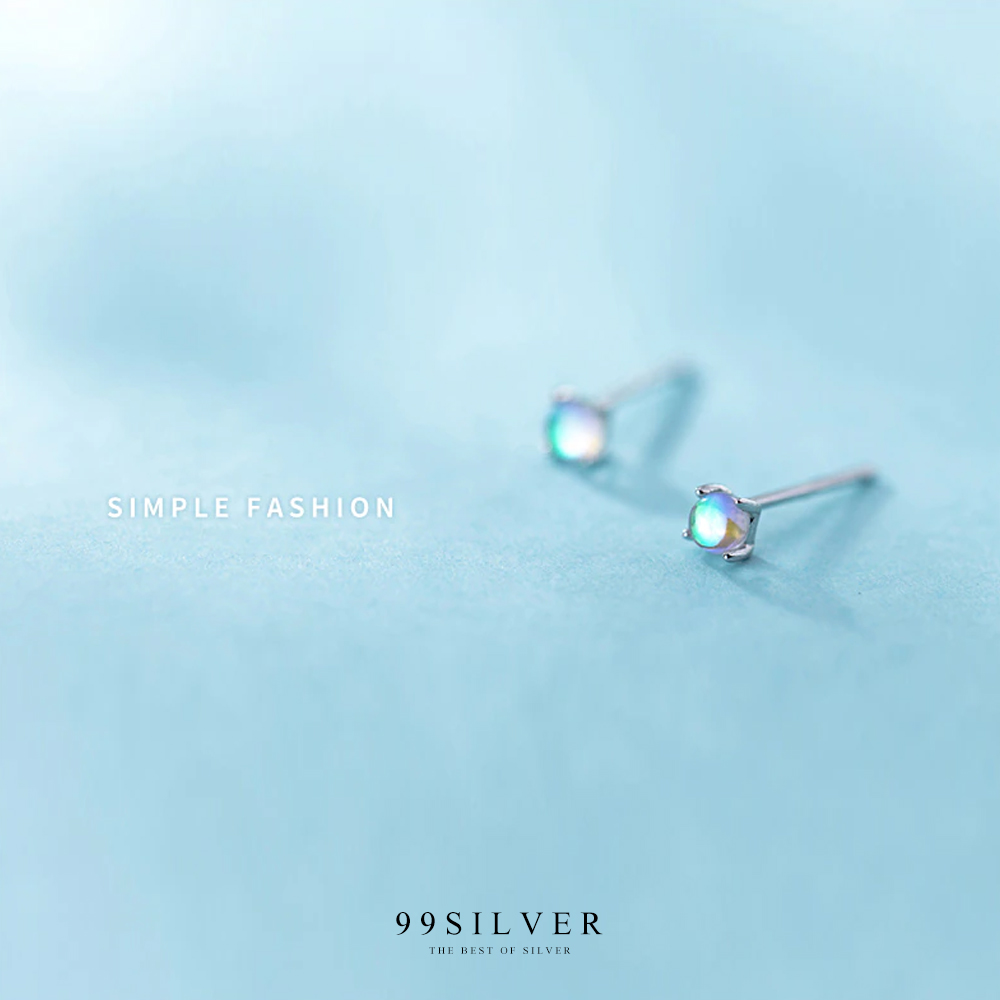 ต่างหูโอปอลเม็ดจิ๋ว สีรุ้งน่ารัก ทรงปักก้านใส่ง่าย ขนาดโอปอล 3.5 มิลลิเมตร