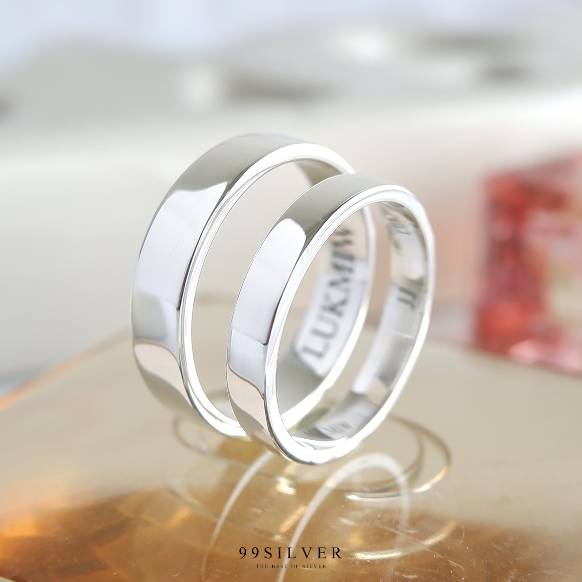Set แหวนคู่รักชายหญิง เงินแท้รุ่นมาตรฐาน หน้ากว้าง 3 และ 4 มิลลิเมตร