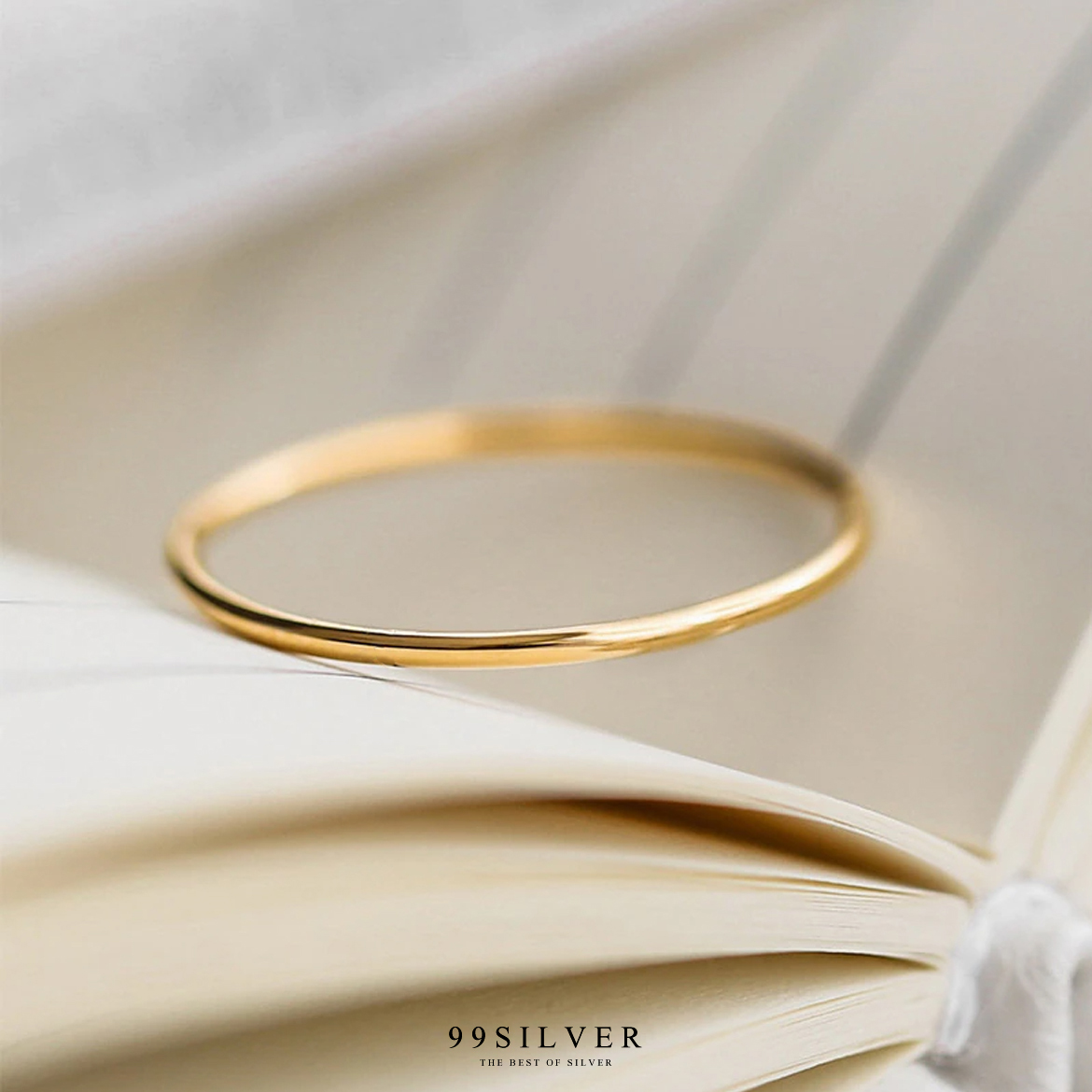 แหวนเงินแท้ตัวเรือนกลมจิ๋วขนาด 1 มิลลิเมตร เท่ากันทั้งวง เล็กๆใส่สบาย