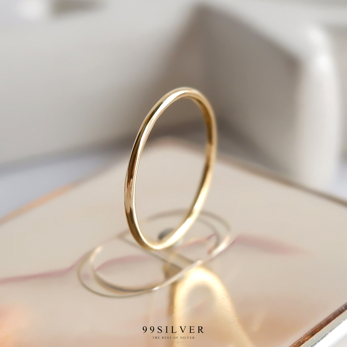 แหวนเงินแท้ตัวเรือนกลมจิ๋วขนาด 1 มิลลิเมตร เท่ากันทั้งวง เล็กๆใส่สบาย