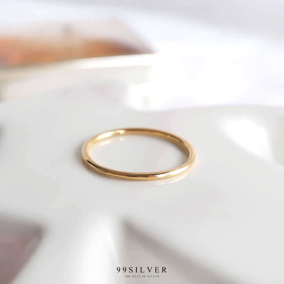 แหวนเงินแท้ตัวเรือนกลมจิ๋วขนาด 1 มิลลิเมตร เท่ากันทั้งวง เล็กๆใส่สบาย