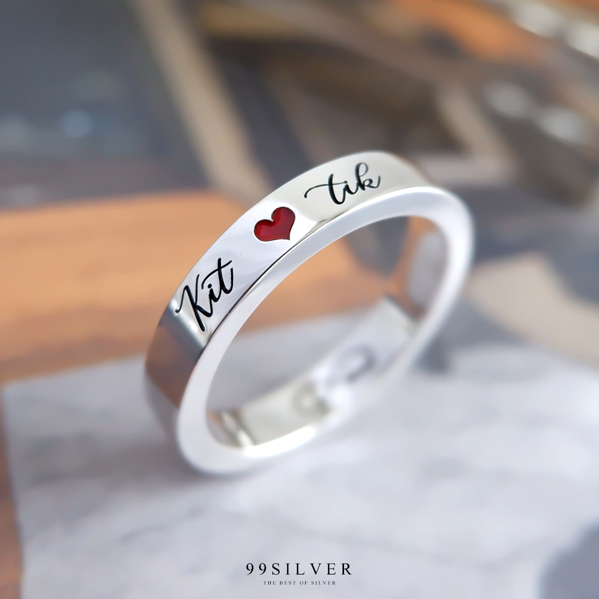 แหวนเงินแท้หน้ากว้าง 4 มิลลิเมตร หนาพิเศษ 1.8 มิลลิเมตร ผิวเรียบเงา ลงสีต่างๆ