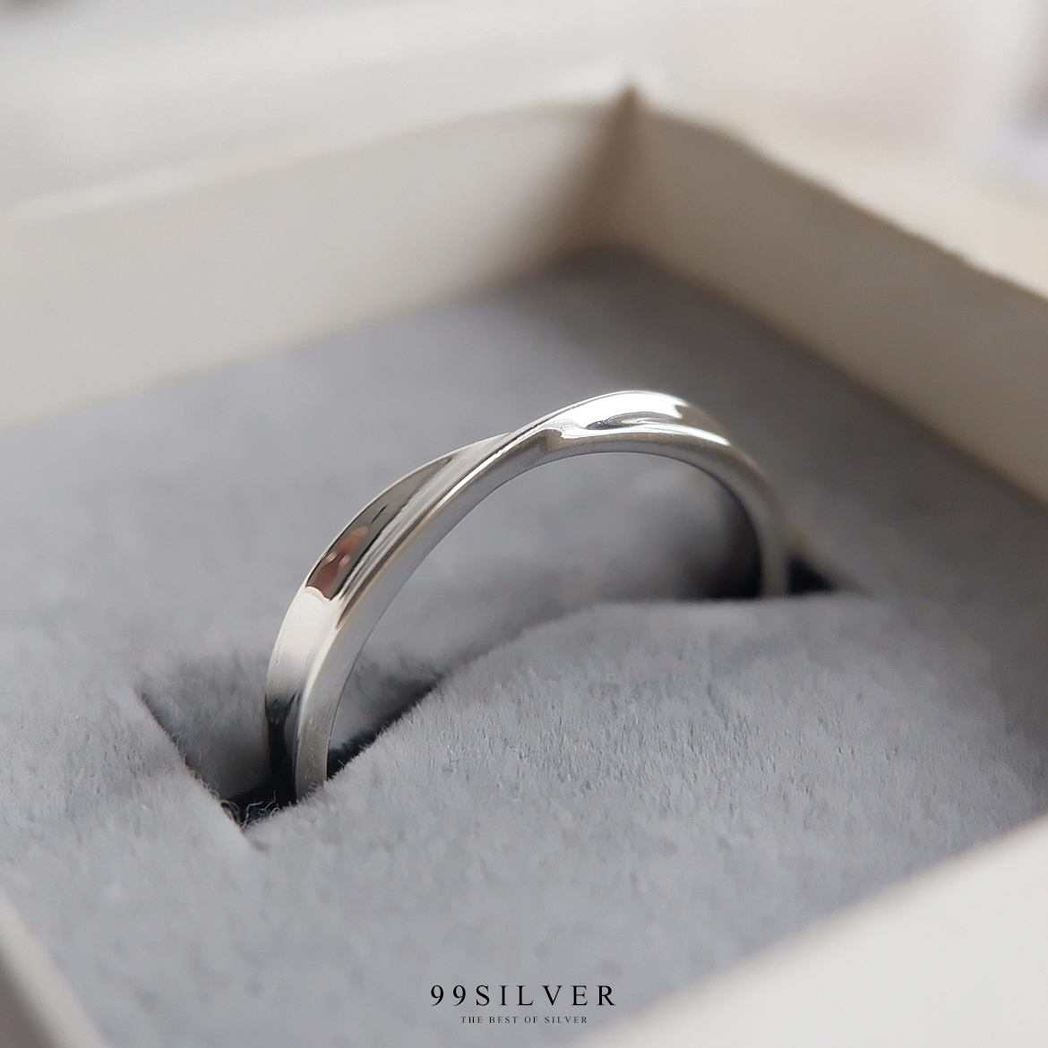 แหวนเงินตัวเรือนดีไซน์ให้เป็นแบบ infinity รักนิรันดร์ หน้าเรือน 3.5 มิลลิเมตร