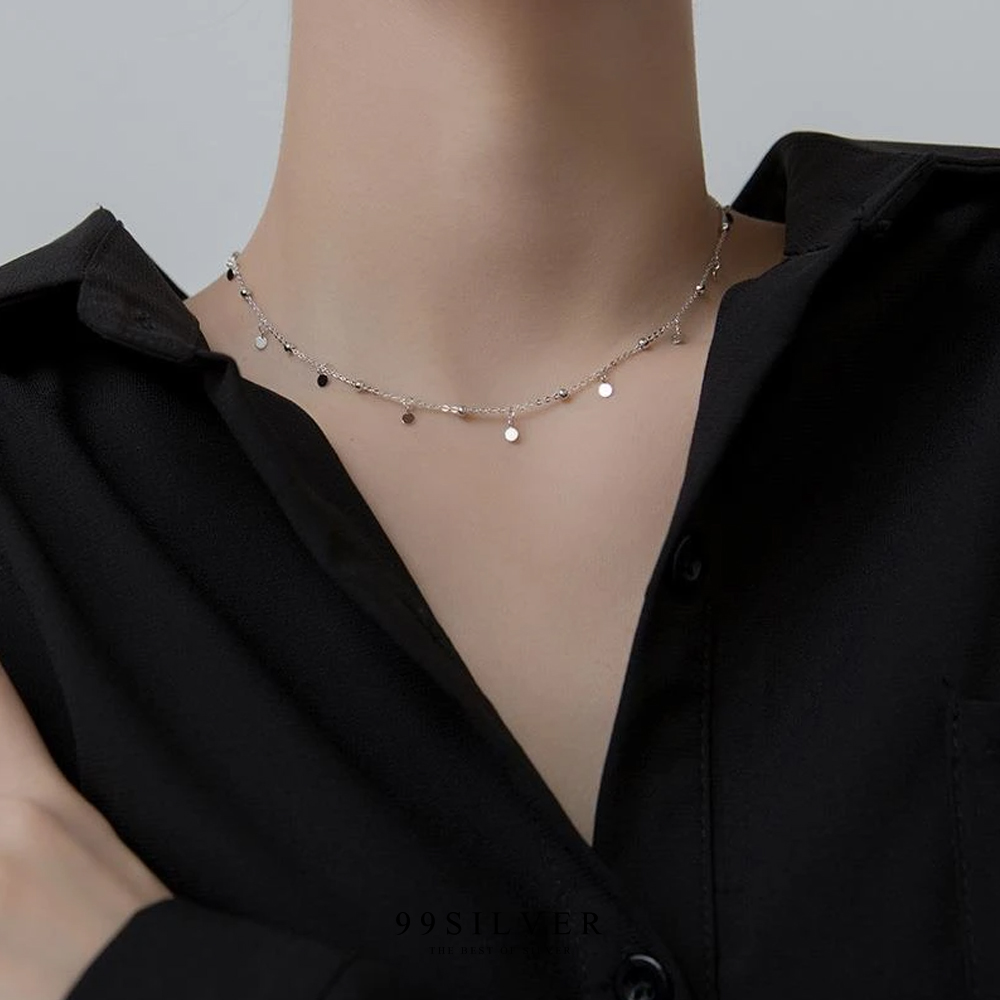 Set สร้อยคอ Clavicle Chain จี้กลมรอบเส้น พร้อมสร้อยคอแม่กุญแจประดับเพชร