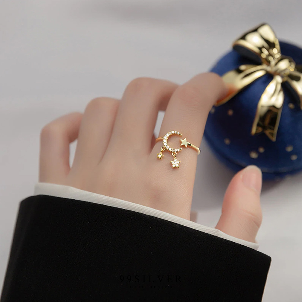 แหวน Diamond Star-Moon พระจันทร์เคียงดาวประดับเพชรตุ้งติ้งน่ารัก