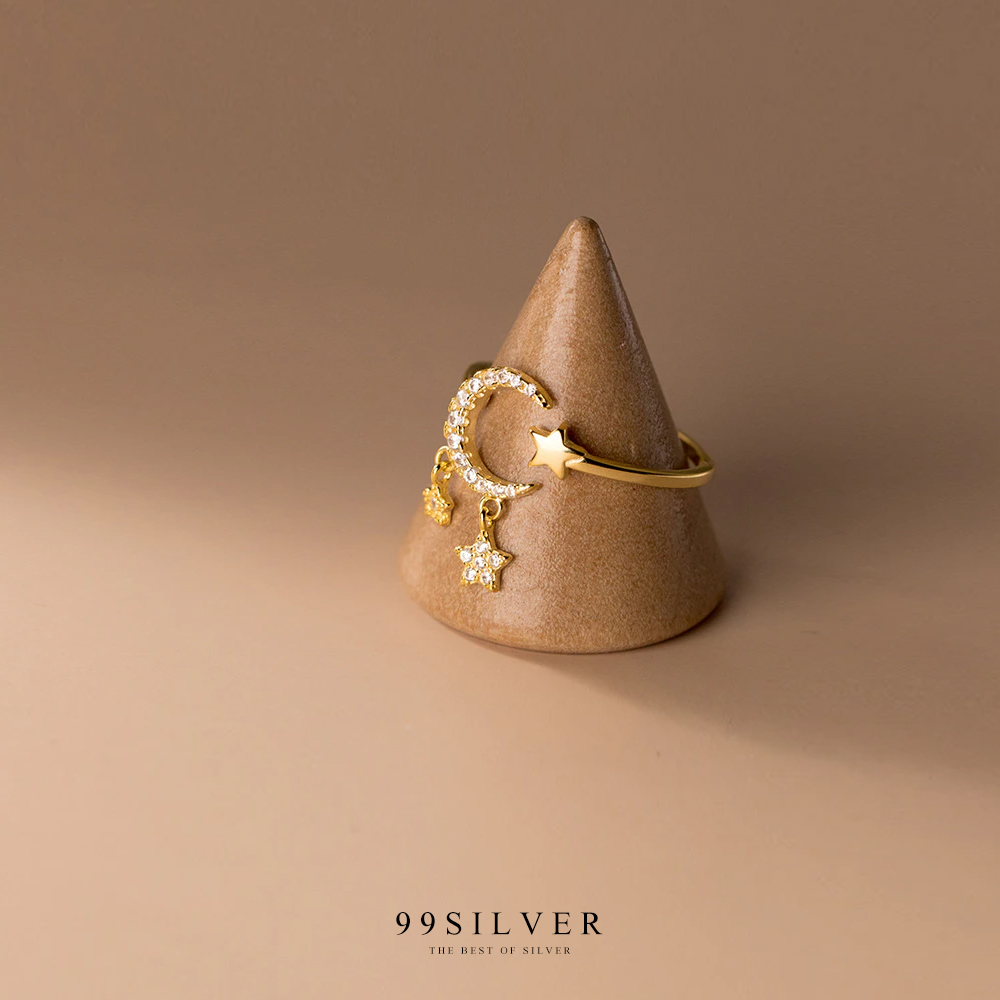 แหวน Diamond Star-Moon พระจันทร์เคียงดาวประดับเพชรตุ้งติ้งน่ารัก