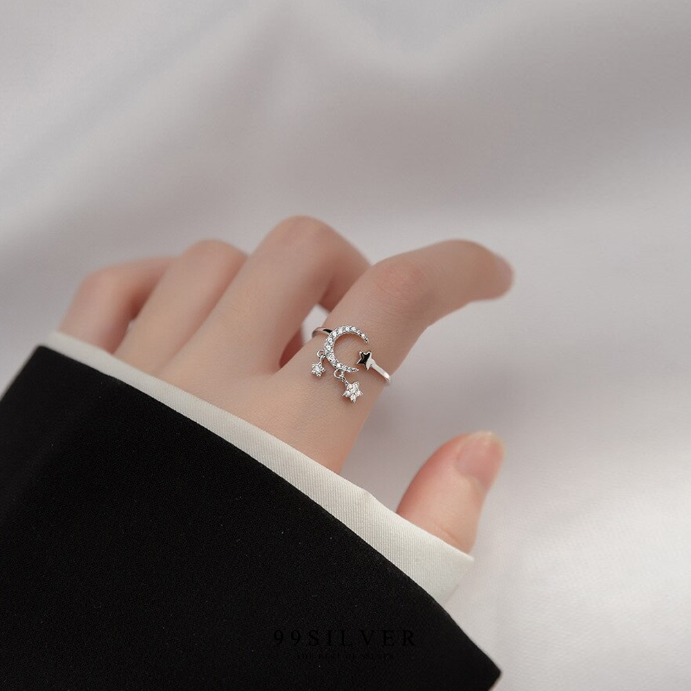 แหวน Diamond Star-Moon พระจันทร์เคียงดาวประดับเพชรตุ้งติ้งน่ารัก