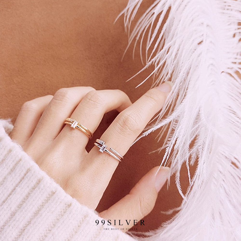 แหวนเพชรเหลี่ยมแบบ Diamond cut เพชรชูน่ารัก ตัวเรือนจิ๋ว 1 มิลลิเมตร