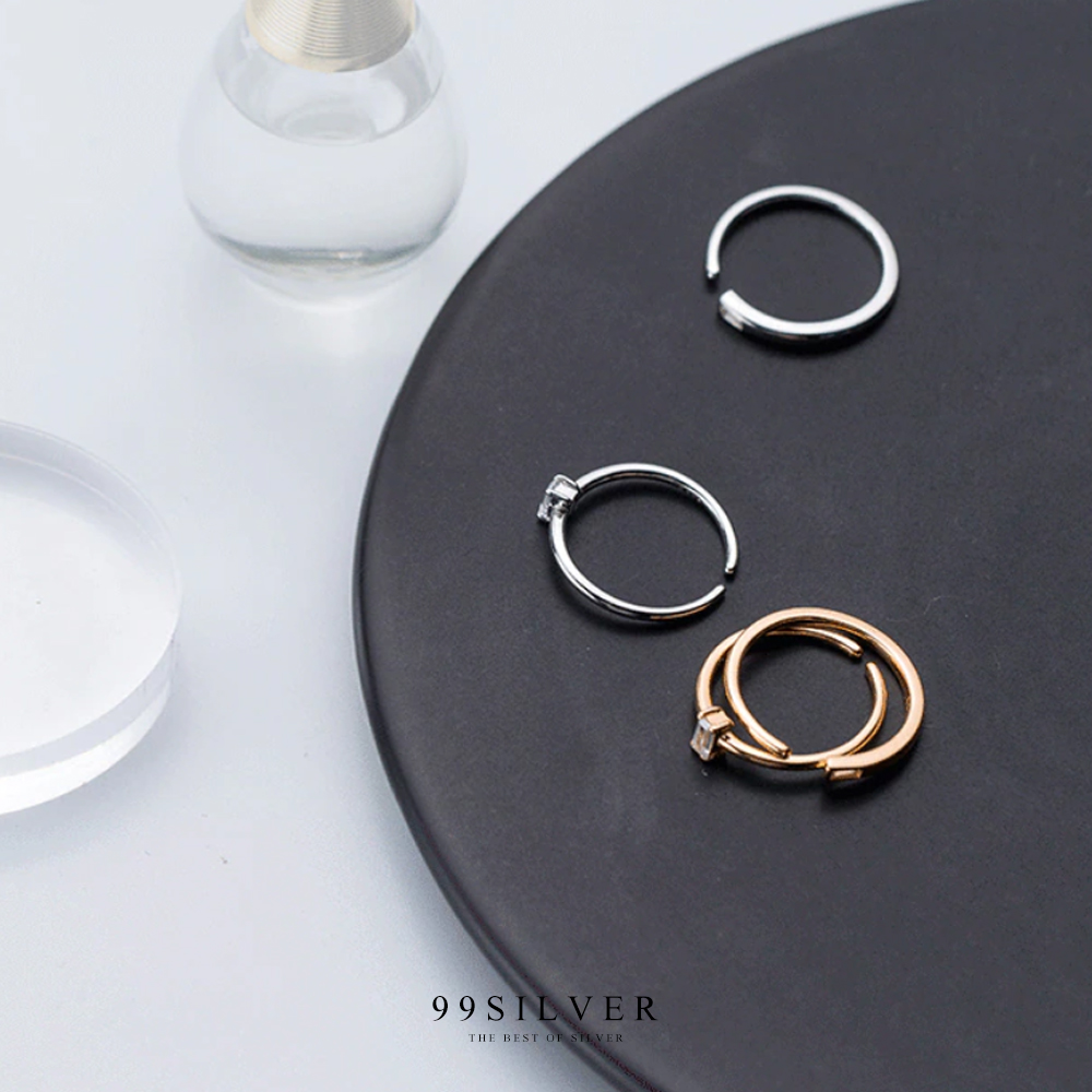 แหวนเพชรเหลี่ยมแบบ Diamond cut เพชรชูน่ารัก ตัวเรือนจิ๋ว 1 มิลลิเมตร