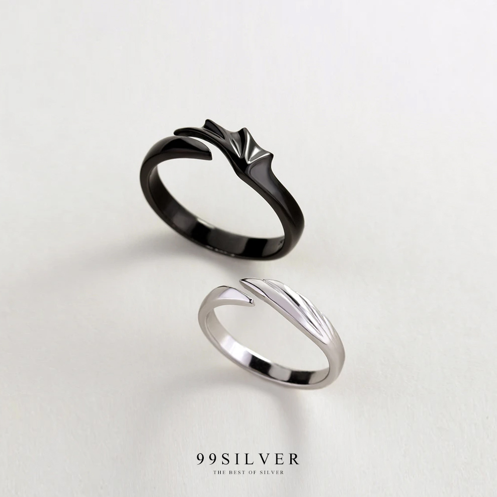 แหวนคู่รัก Angel Versus Demon Wings เรือนทองคำขาวและดำ Black Gold