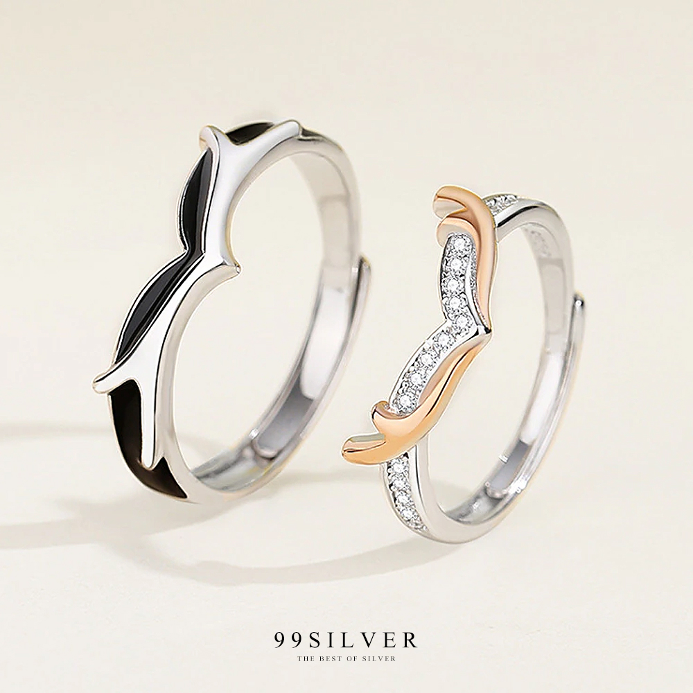 แหวนเขากวางคู่รัก Antlers of love อยู่เป็นคู่กันไปตลอดกาล วงผู้หญิงเคลือบโรสโกลน่ารัก