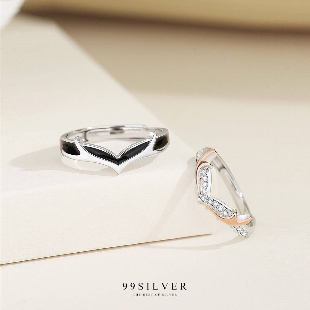 แหวนเขากวางคู่รัก Antlers of love อยู่เป็นคู่กันไปตลอดกาล วงผู้หญิงเคลือบโรสโกลน่ารัก