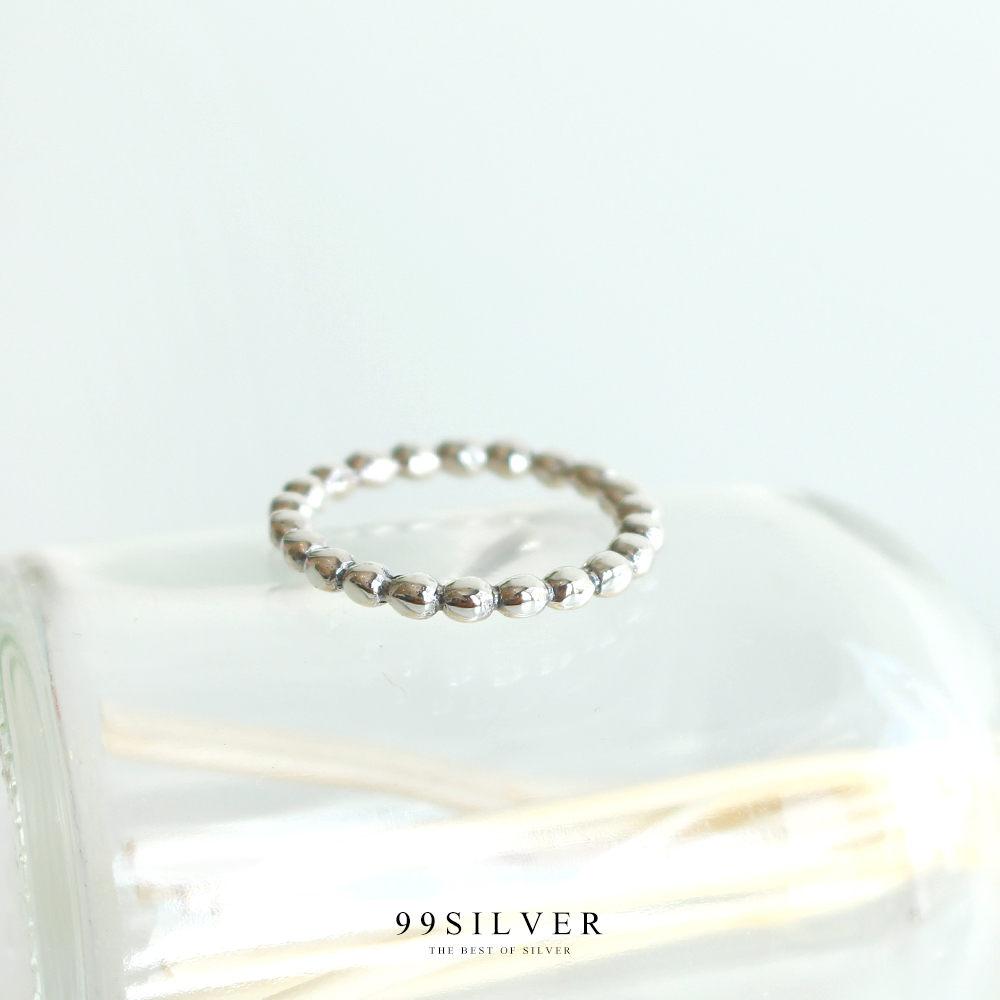 เม็ดเม็ดบอลทรงรีรอบวง เงินแท้ ขนาดเม็ด 2 มิลลิเมตร เท่ากันทั้งวง