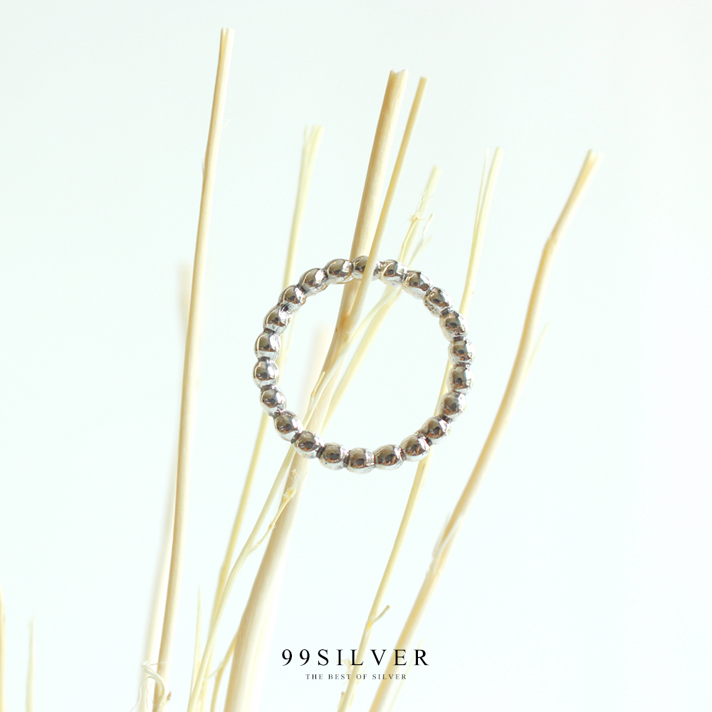 เม็ดเม็ดบอลทรงรีรอบวง เงินแท้ ขนาดเม็ด 2 มิลลิเมตร เท่ากันทั้งวง