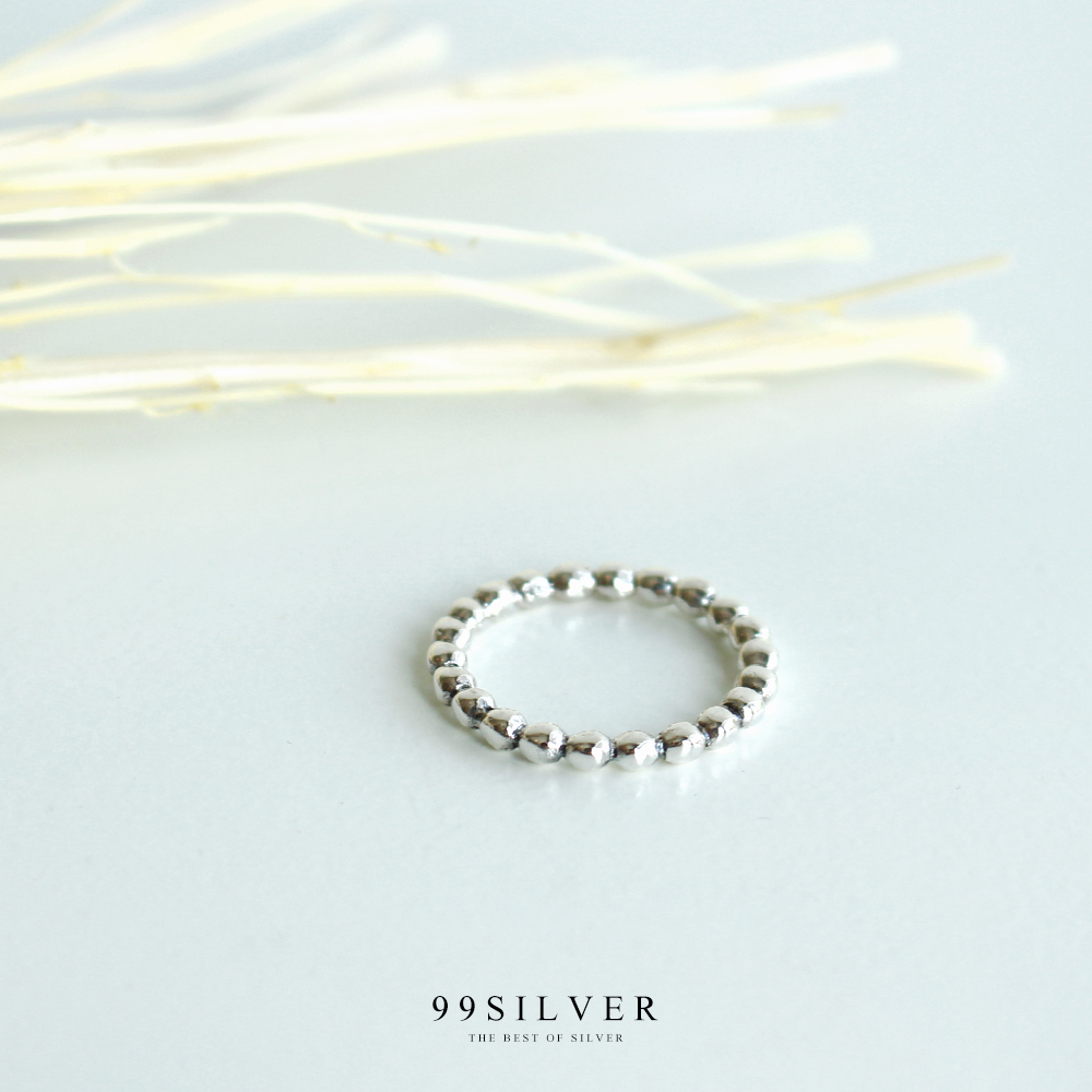 เม็ดเม็ดบอลทรงรีรอบวง เงินแท้ ขนาดเม็ด 2 มิลลิเมตร เท่ากันทั้งวง