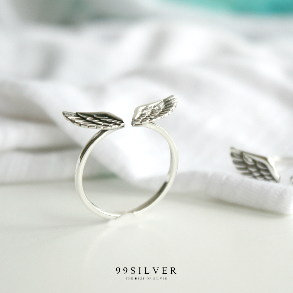 แหวนปีก Angel Wing Ring ตัวเรือนเงินแท้แบบปรับขนาดได้