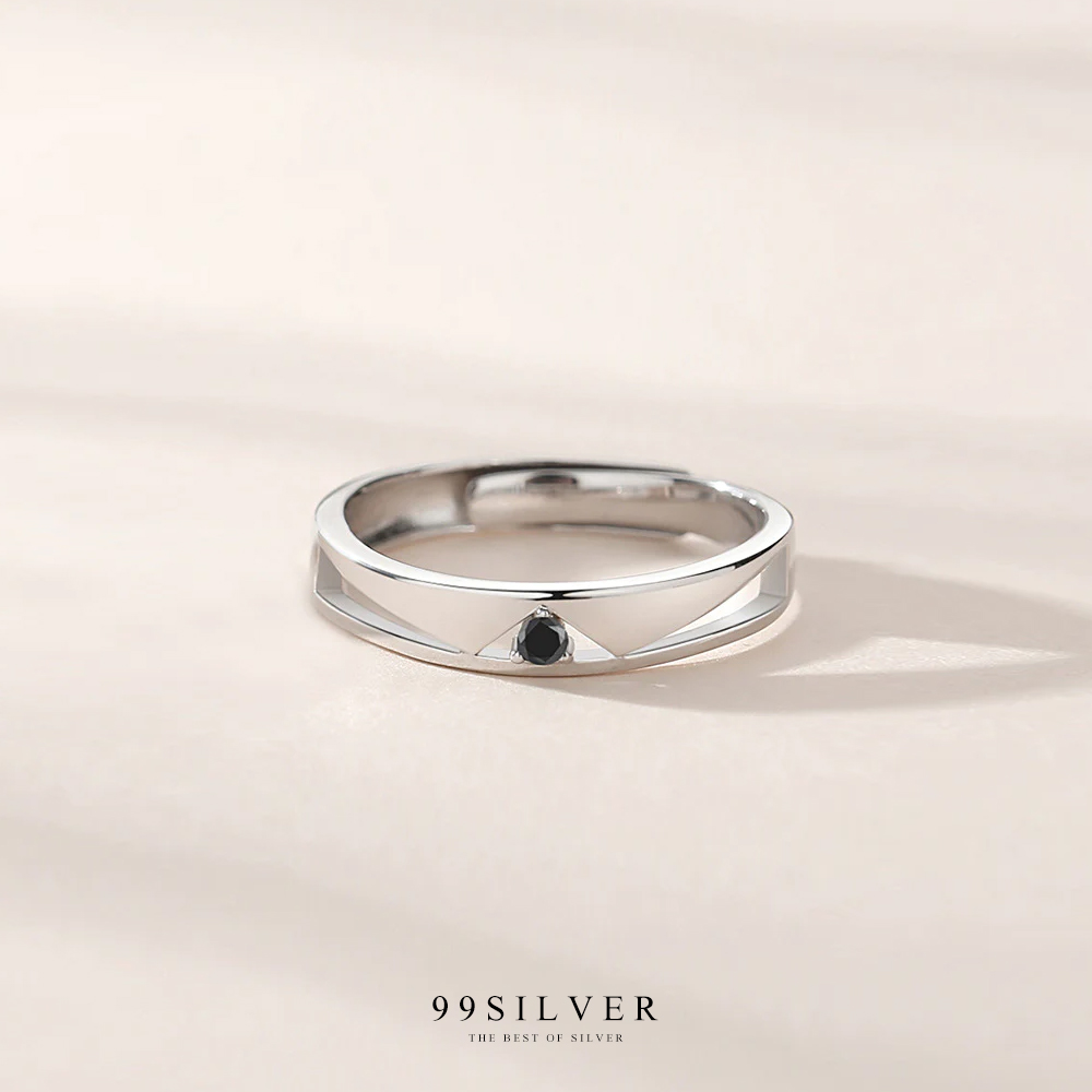 แหวนคู่รัก Angle Wing And Tuxedo ตัวเรือนเงินแท้ปรับขนาดได้