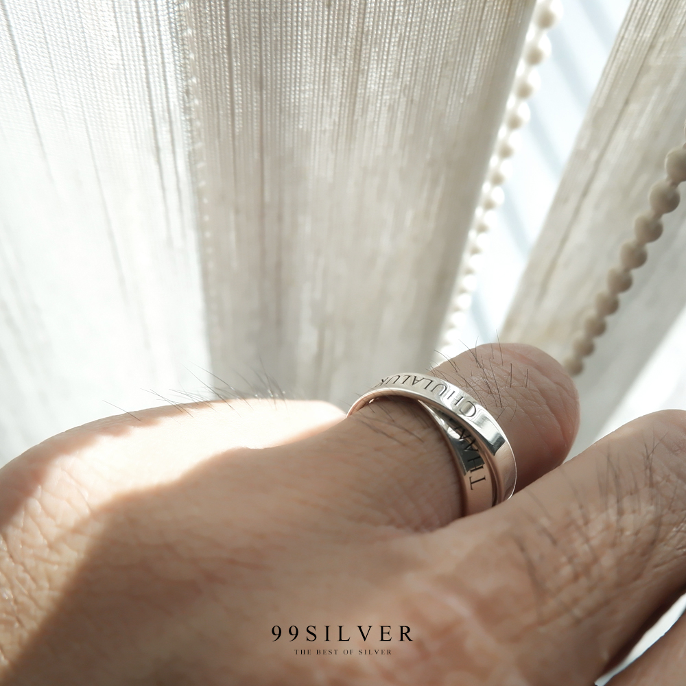 แหวนเงินแท้หน้าเรียบ แบบคล้องติดกันเชื่อมสนิทไร้รอยต่อ หน้าแหวนกว้าง 4 มิลลิเมตร
