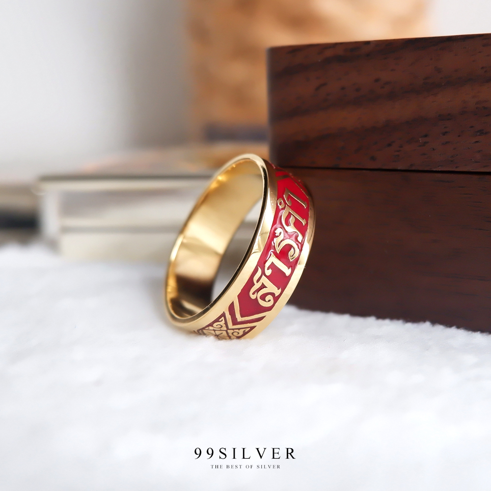 แหวนนามสกุลเงินแท้เคลือบทอง,พิ้งค์โกล,ไวท์โกล หน้า 8-10 มิลลิเมตร ผิวเรียบ พื้นหลังลงยา