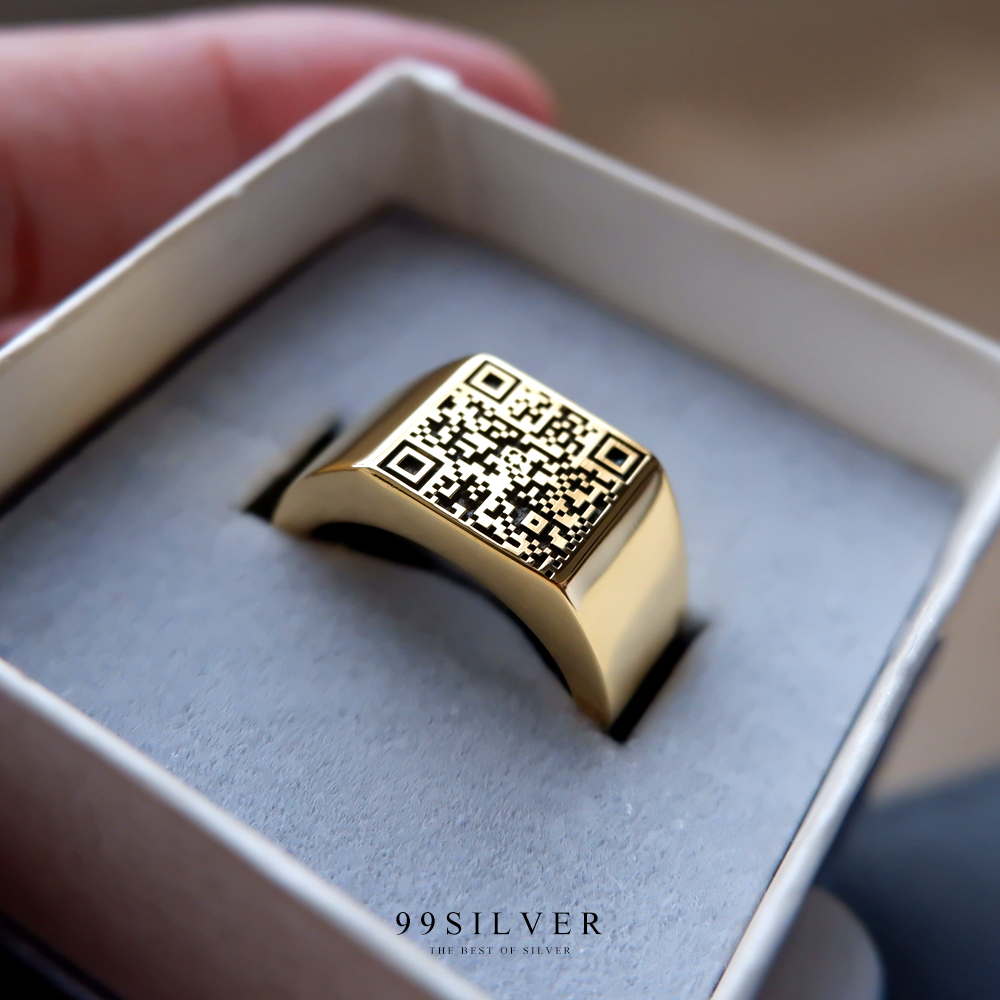 แหวนหน้าเหลี่ยม 11x11 มม. เนื้อตัน สามารถออกแบบ logo หรืออักษรได้อิสระ