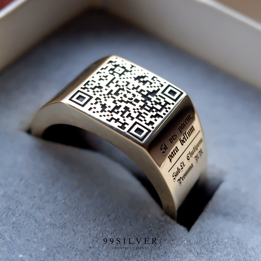 แหวนหน้าเหลี่ยม 11x11 มม. เนื้อตัน สามารถออกแบบ logo หรืออักษรได้อิสระ