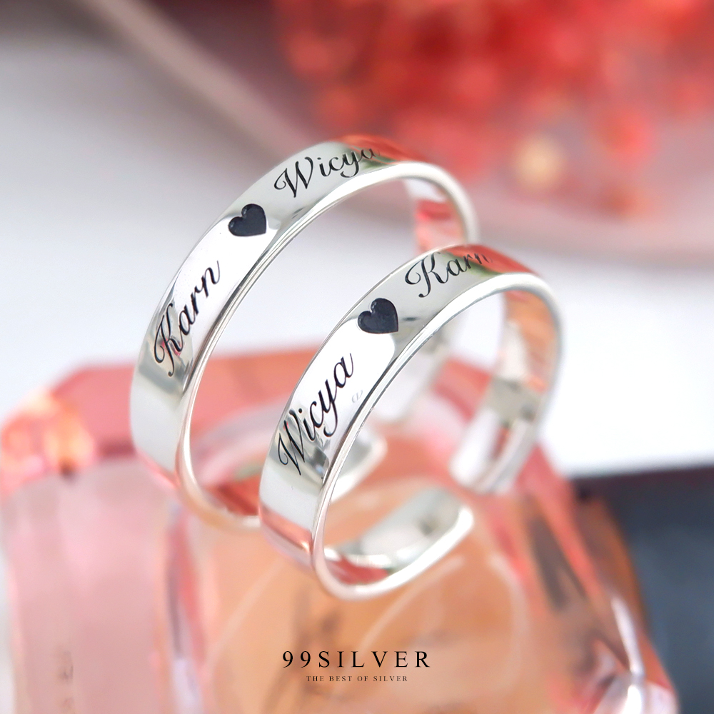 แหวนปรับขนาดได้ Free size เงินแท้หน้ากว้าง 4 มิลลิเมตร ผิวเรียบเงาทรงแบน 