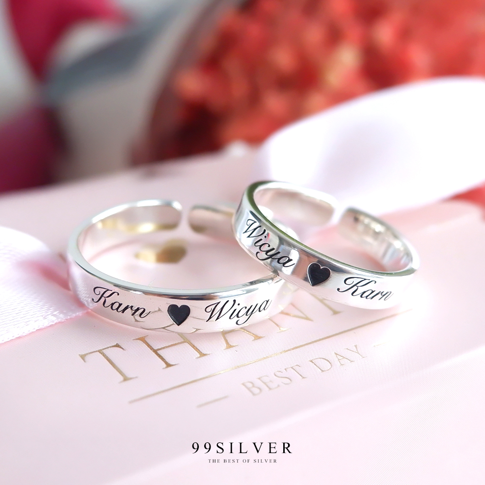 แหวนปรับขนาดได้ Free size เงินแท้หน้ากว้าง 4 มิลลิเมตร ผิวเรียบเงาทรงแบน 