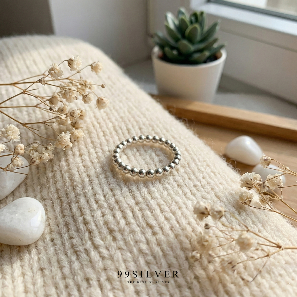 เม็ดเม็ดบอลรอบวง เงินแท้ ขนาดเม็ด 2 มิลลิเมตร เท่ากันทั้งวง