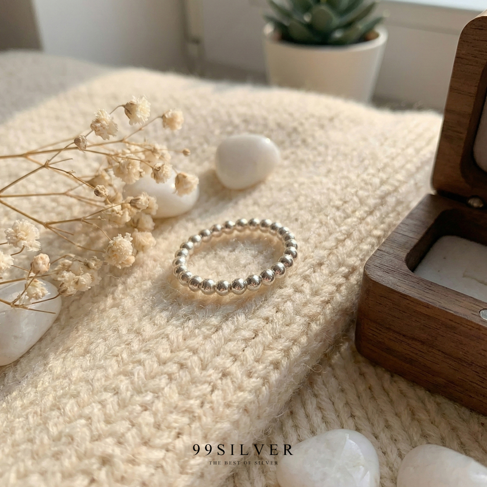 เม็ดเม็ดบอลรอบวง เงินแท้ ขนาดเม็ด 2 มิลลิเมตร เท่ากันทั้งวง