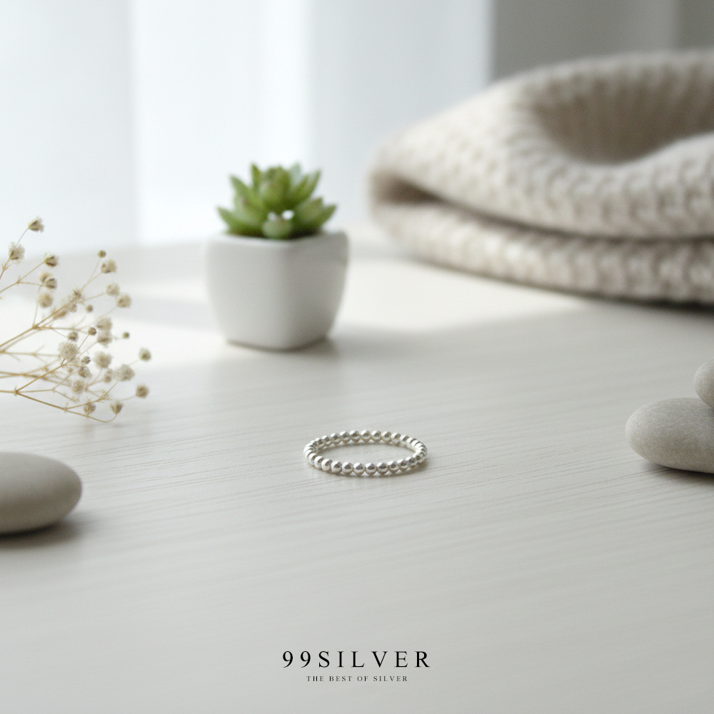 เม็ดเม็ดบอลรอบวง เงินแท้ ขนาดเม็ด 2 มิลลิเมตร เท่ากันทั้งวง