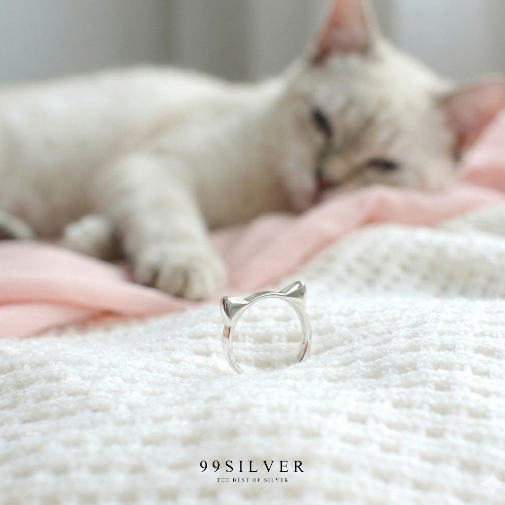 แหวนหูแมว Cat Ear Ring เนื้อตันเรียบ ใส่ง่ายน่ารัก สำหรับทาสแมว