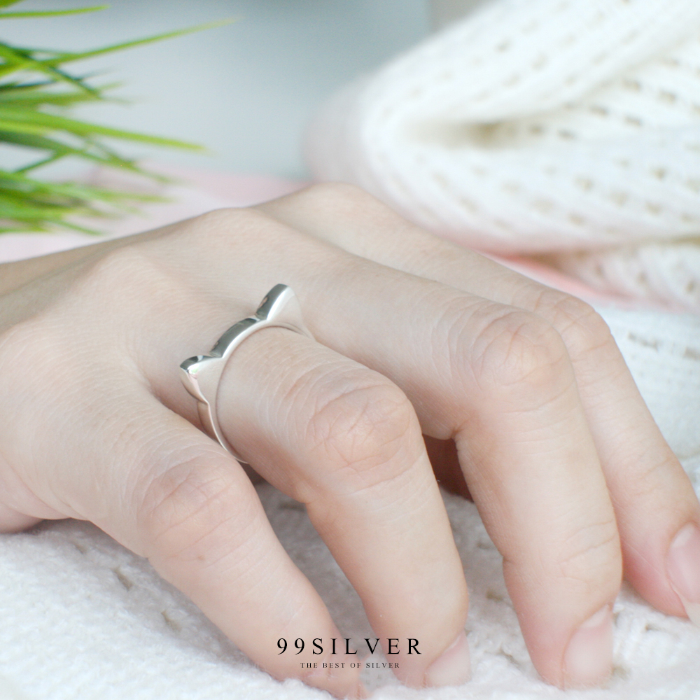 แหวนหูแมว Cat Ear Ring เนื้อตันเรียบ ใส่ง่ายน่ารัก สำหรับทาสแมว