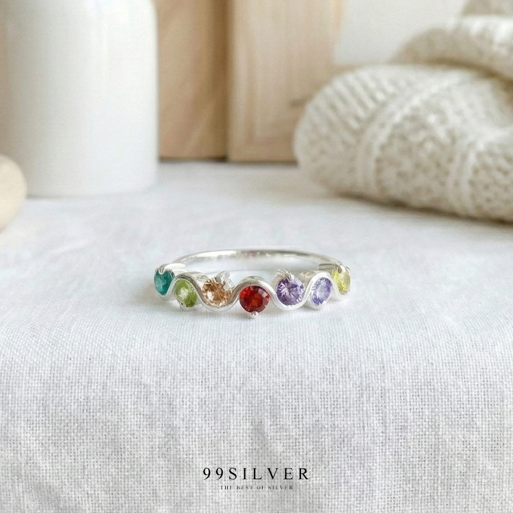 แหวน Rainbow color เพชร Cz swiss สีต่างๆน่ารักหวานๆ