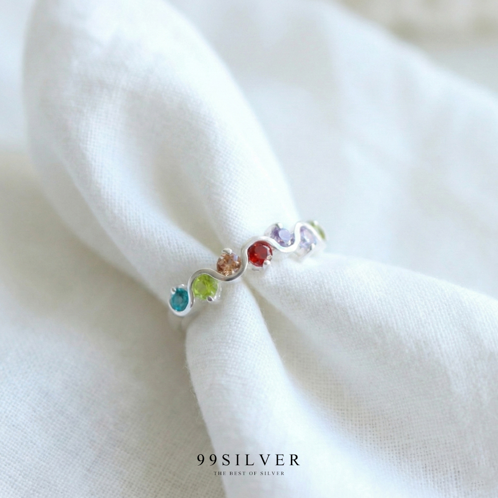 แหวน Rainbow color เพชร Cz swiss สีต่างๆน่ารักหวานๆ