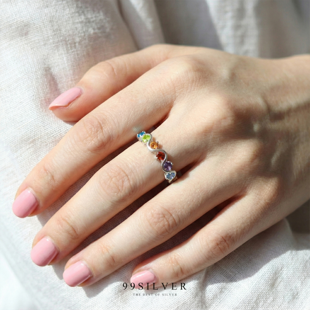 แหวน Rainbow color เพชร Cz swiss สีต่างๆน่ารักหวานๆ