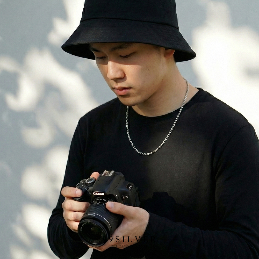 สร้อยโซ่ เงินแท้ทั้งเส้น ข้อใหญ่ขนาดข้อยาว 9x7 มิลลิเมตร ผิวเงาแข็งแรง