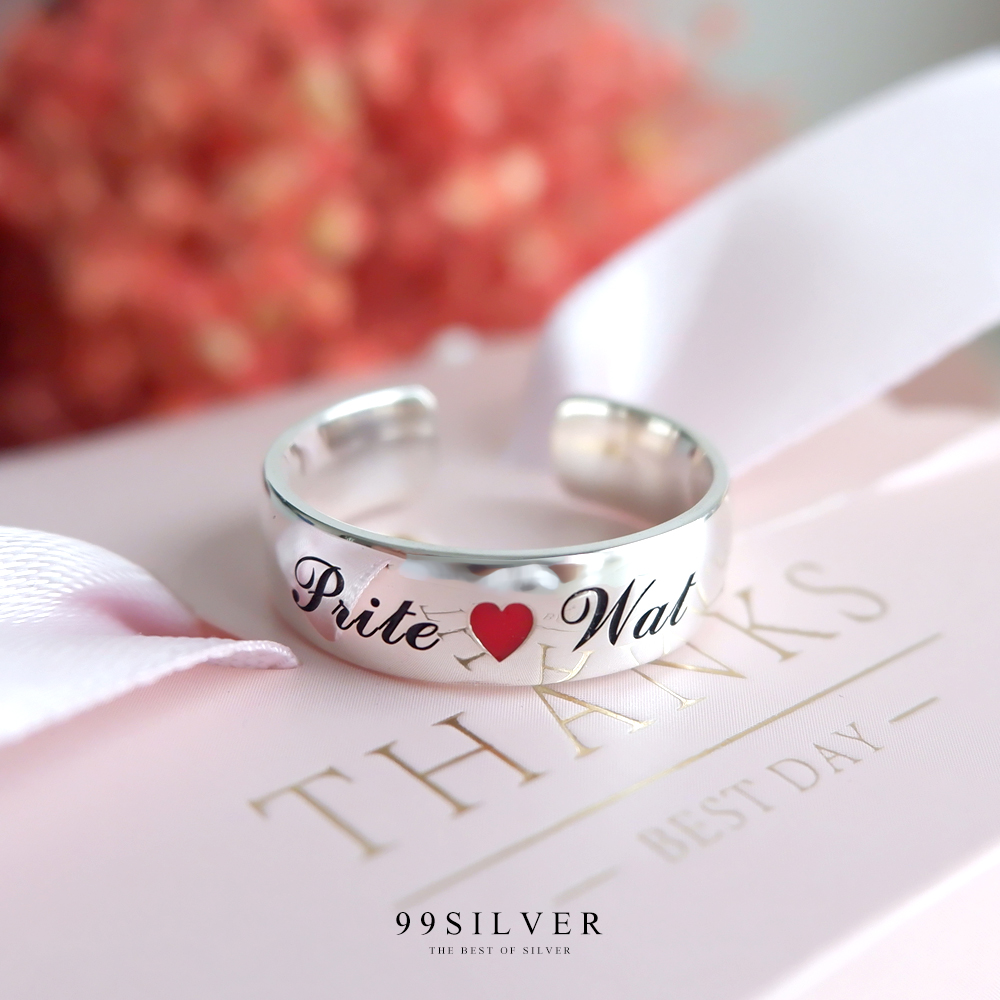 แหวนปรับขนาดได้ Free size เงินแท้หน้ากว้าง 6 มิลลิเมตร ผิวเรียบเงาทรงแบน