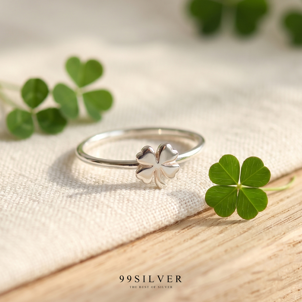 แหวนใบ Clover 4 แฉกแห่งความโชคดีในทุกๆด้าน Hope Faith Love Luck