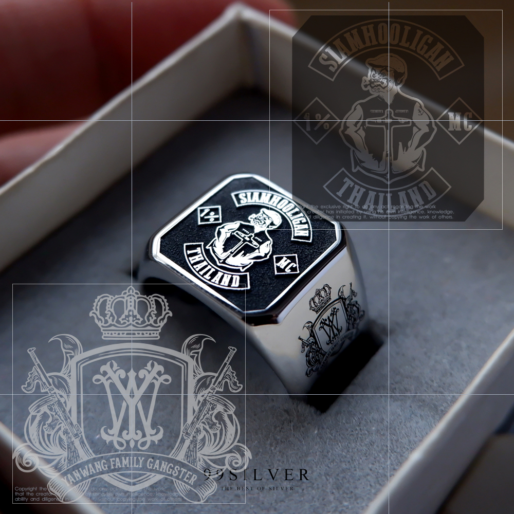 แหวน Signet Ring เนื้อแตนเลสแท้ผิวเงาวาว ขอบลบมุม หน้าแหวน 15x17 มม.
