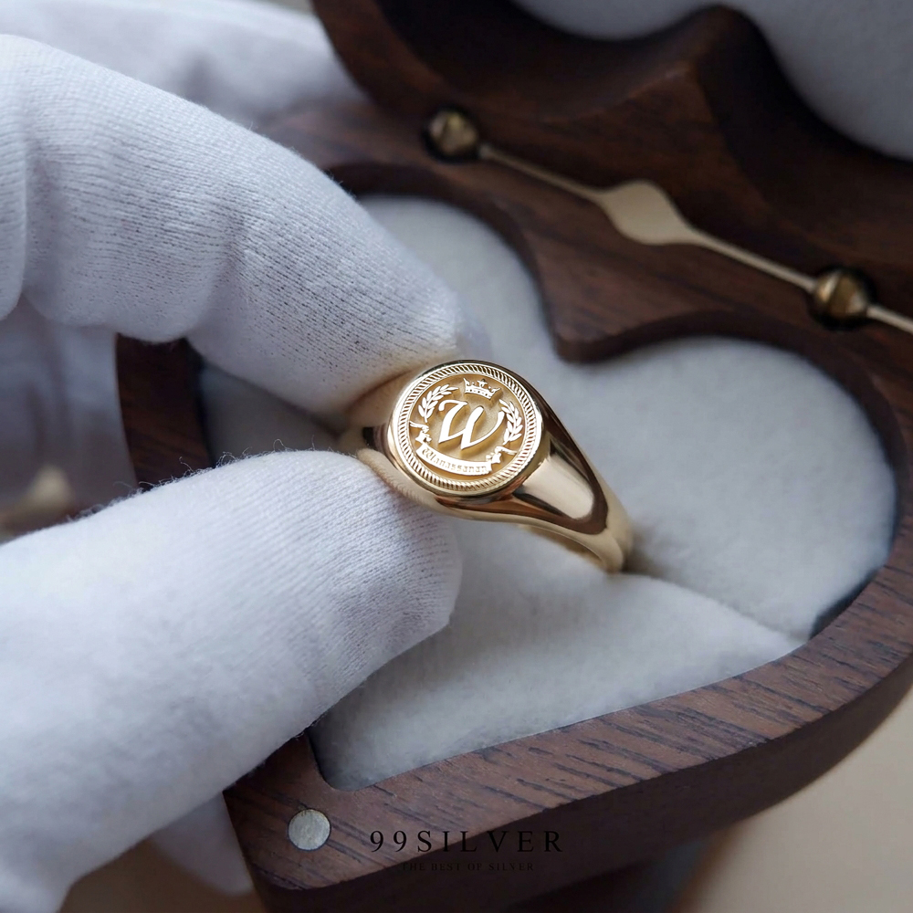 แหวน Signet Ring ออกแบบได้เองตามที่ต้องการ ตัวเรือนหน้ากลม 8x8 มิลลิเมตร