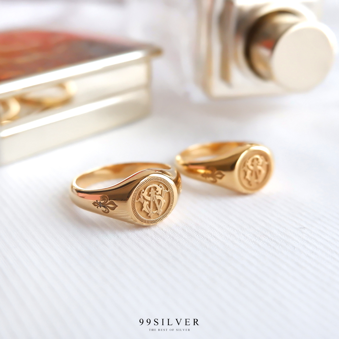 แหวน Signet Ring ออกแบบได้เองตามที่ต้องการ ตัวเรือนหน้ากลม 8x8 มิลลิเมตร