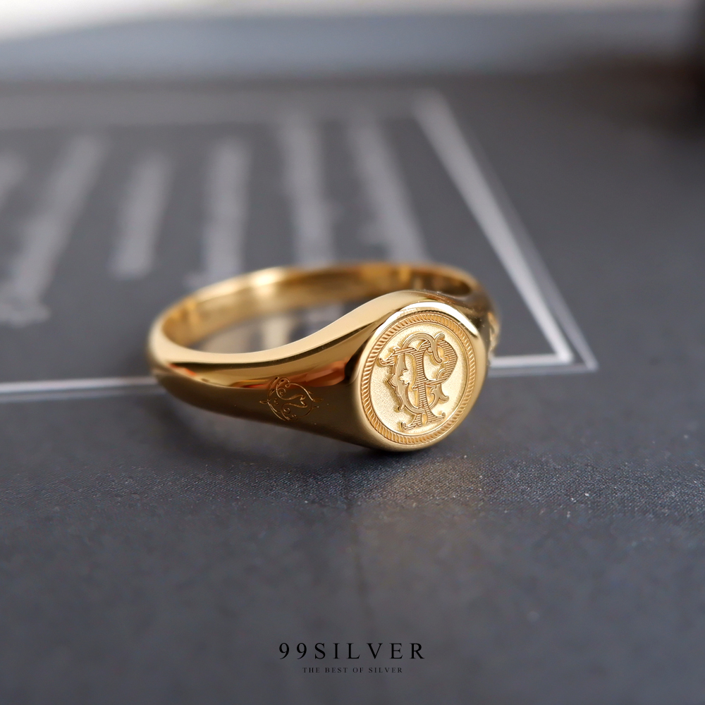 แหวน Signet Ring ออกแบบได้เองตามที่ต้องการ ตัวเรือนหน้ากลม 8x8 มิลลิเมตร