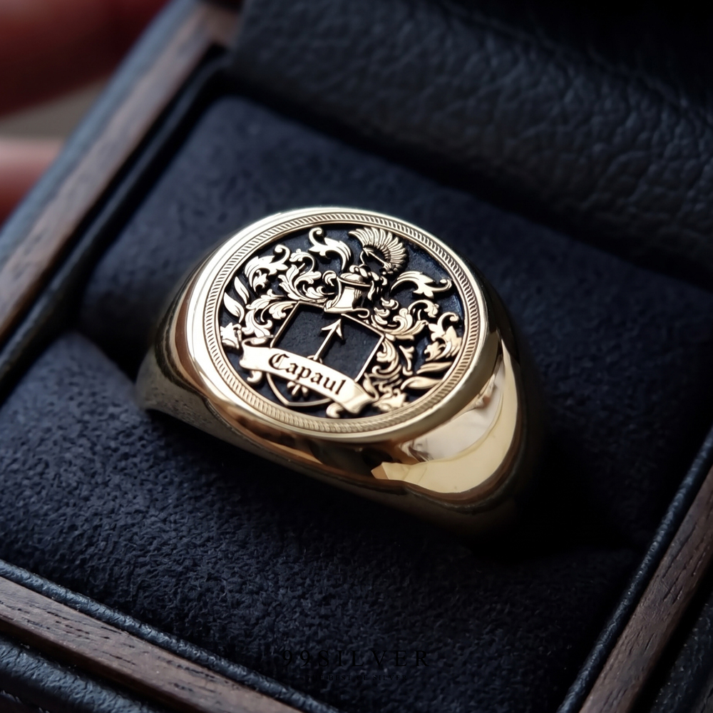 แหวน Signet Ring ออกแบบได้เองตามที่ต้องการ ตัวเรือนหน้ากลม 14x14 มิลลิเมตร